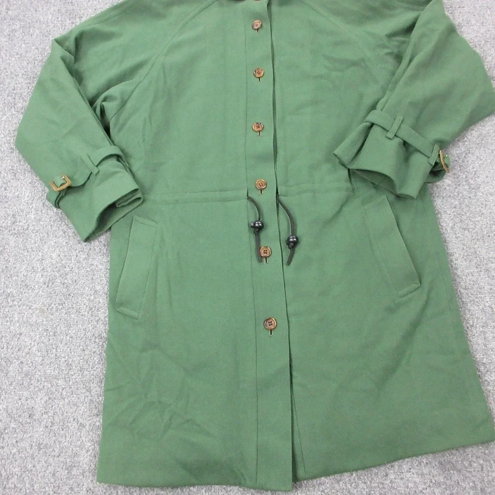 Vintage Burberrys‎ Coat Womens 8 Green Wool Hooded Parka Tartan Plaid Lined - Picture 2 of 16